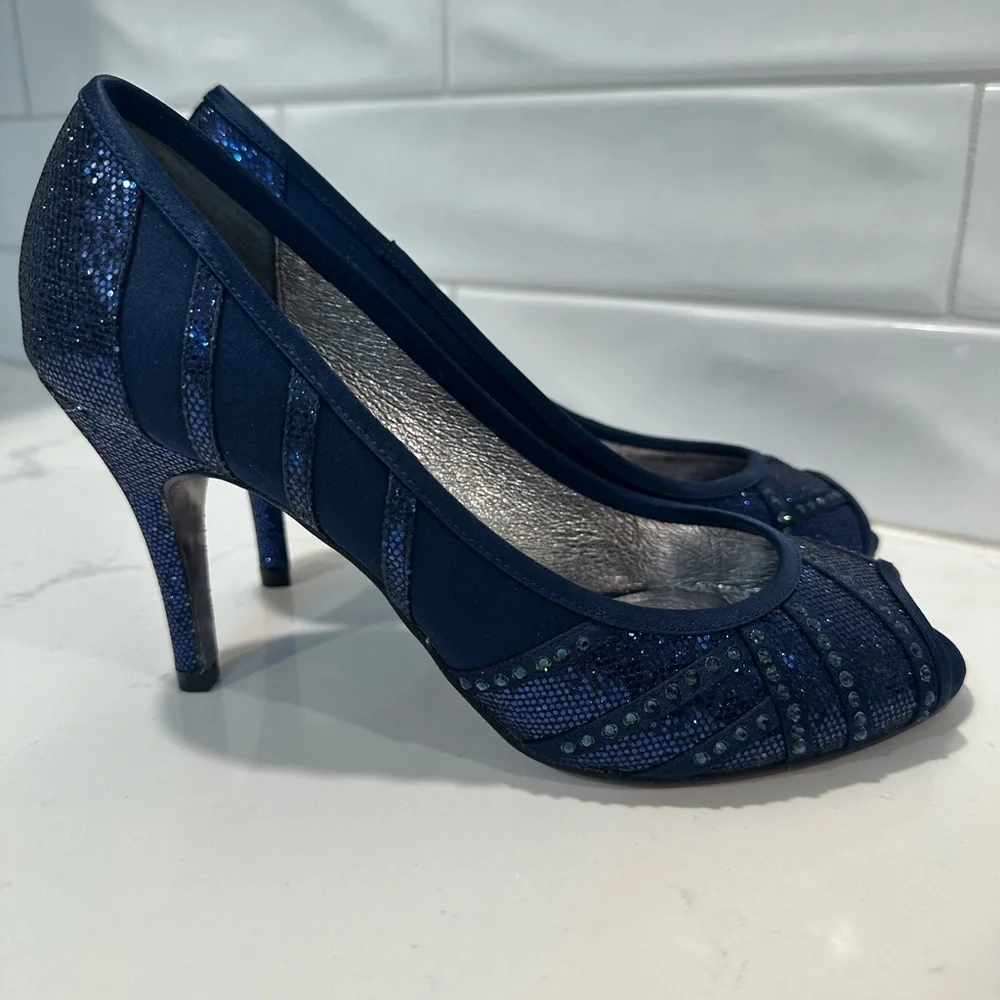 Adrianna Papell Midnight Blue Glitter Heels